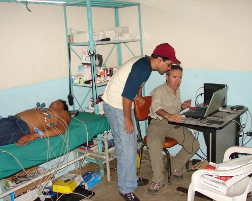 Photo: Paul G. Stanley. Morel Orta demonstrating Telemedecine's technology outreach